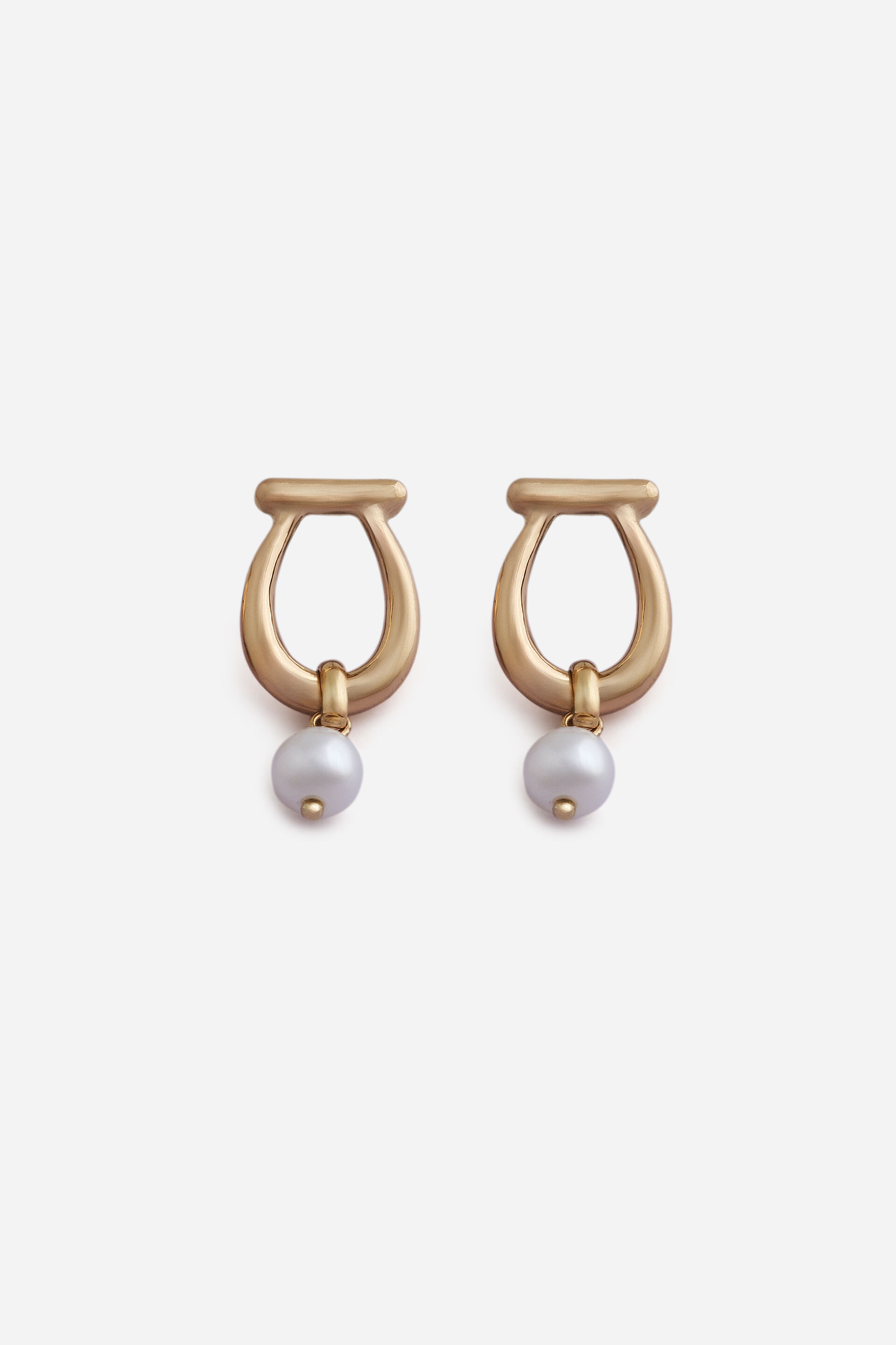 Gold Pearl Drop Earrings, , image 1